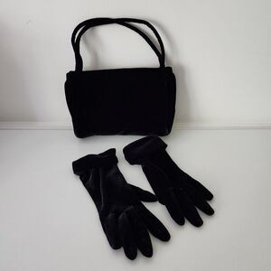 Kenneth Cole Reaction Velvet Evening Bag | Coordinating Gloves